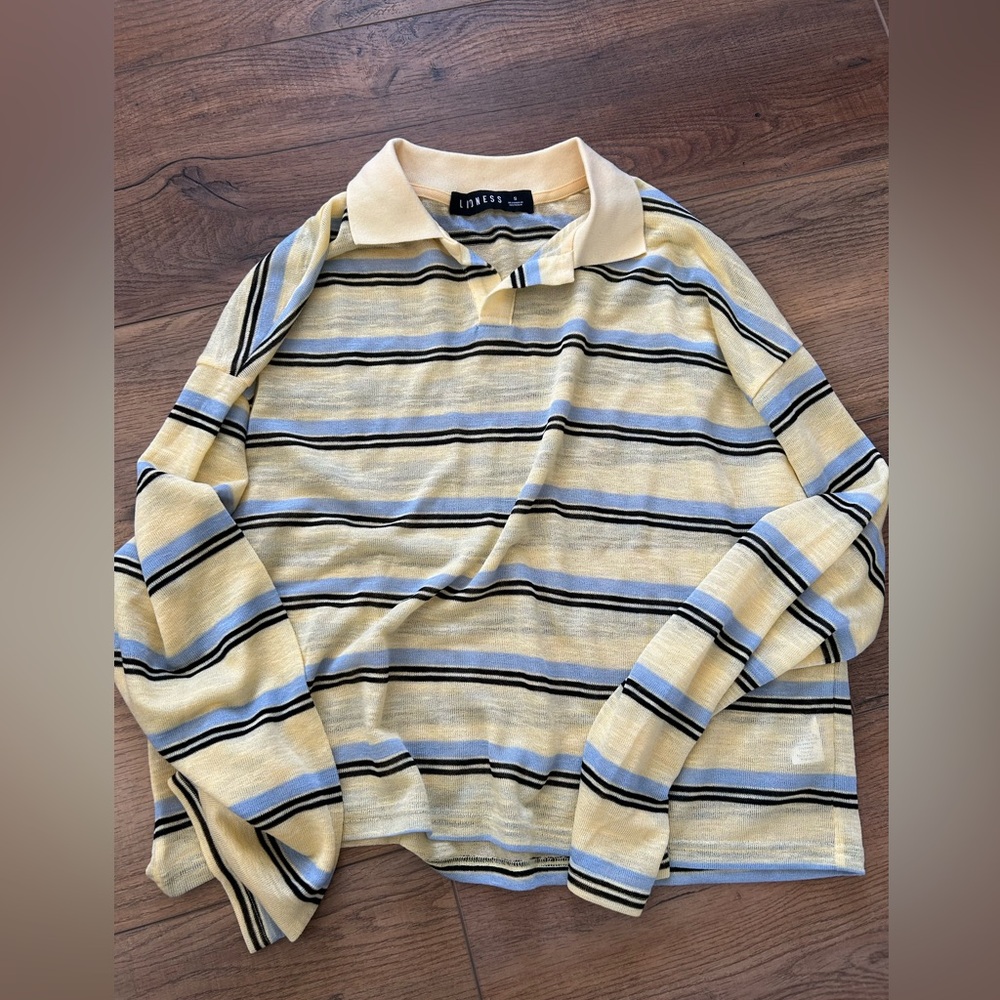 Lioness Striped Button Down Shirt in Yellow and Black